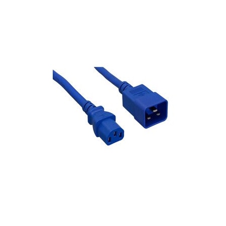 Cable Wholesale Server Power Extension Cord, Blue, C20 to C13, 14AWG/3C, 15 Amp, 4 foot 10W2-04204BL